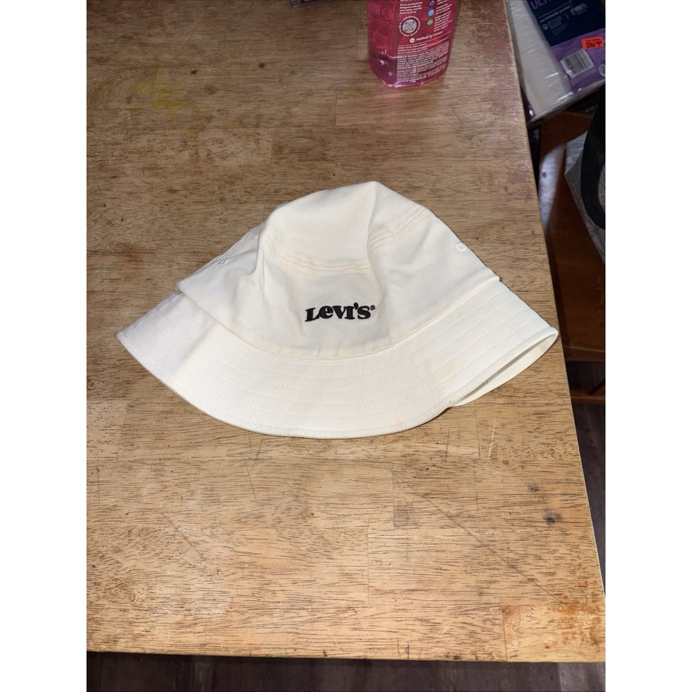 Levis Bucket Hat Mens Medium Beige Cotton Twill Wide Brim Outdoor Flexfit Summer